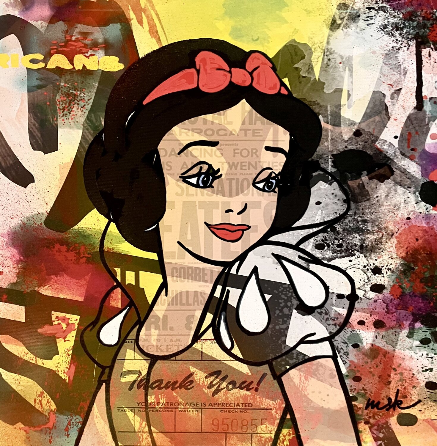 Snow White Beatles Misako Street Art Original painting for sale