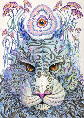 Tigre Azul de Primavera by Jorge Bernard, Drawing for Sale on Select