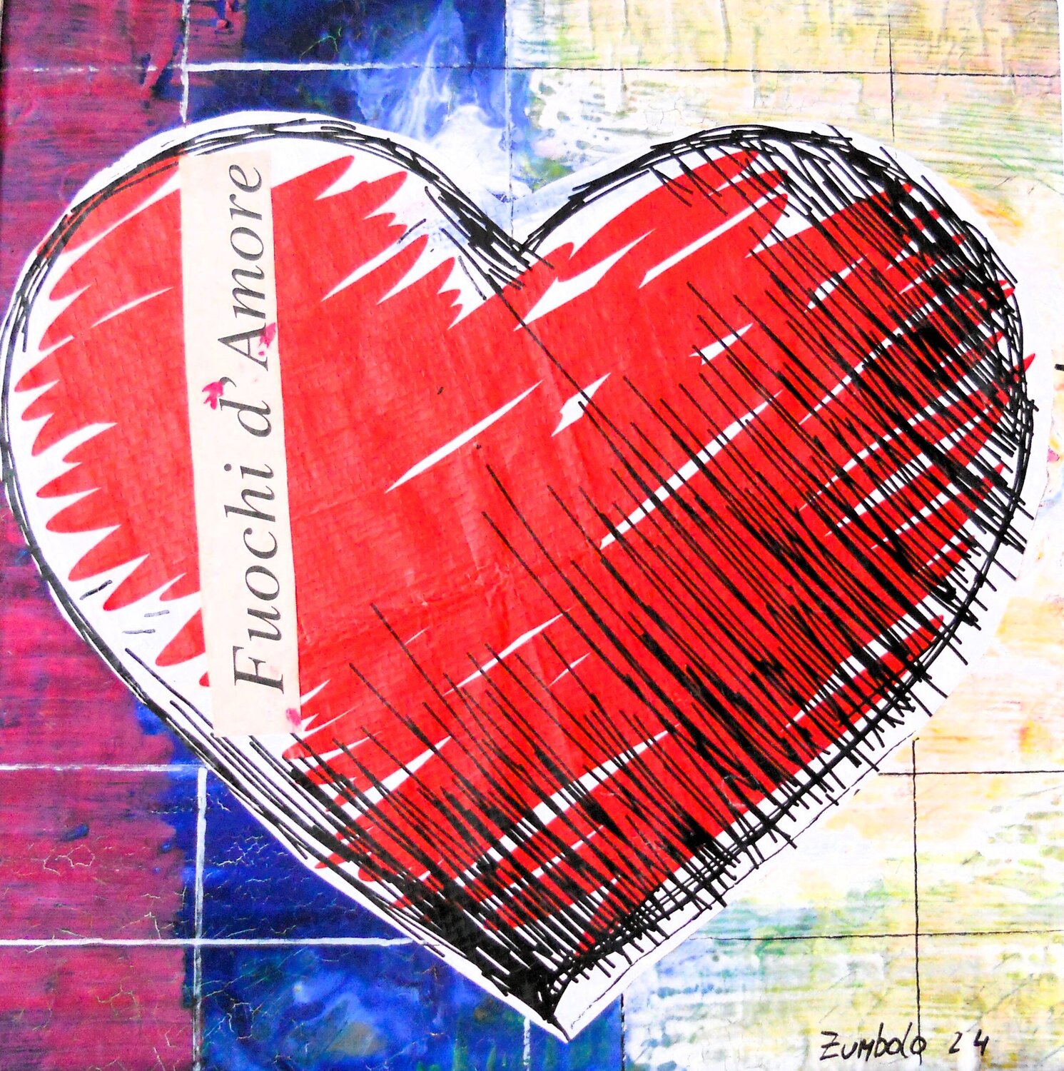 Un cuore pop. Giuseppe Zumbolo Original painting for sale