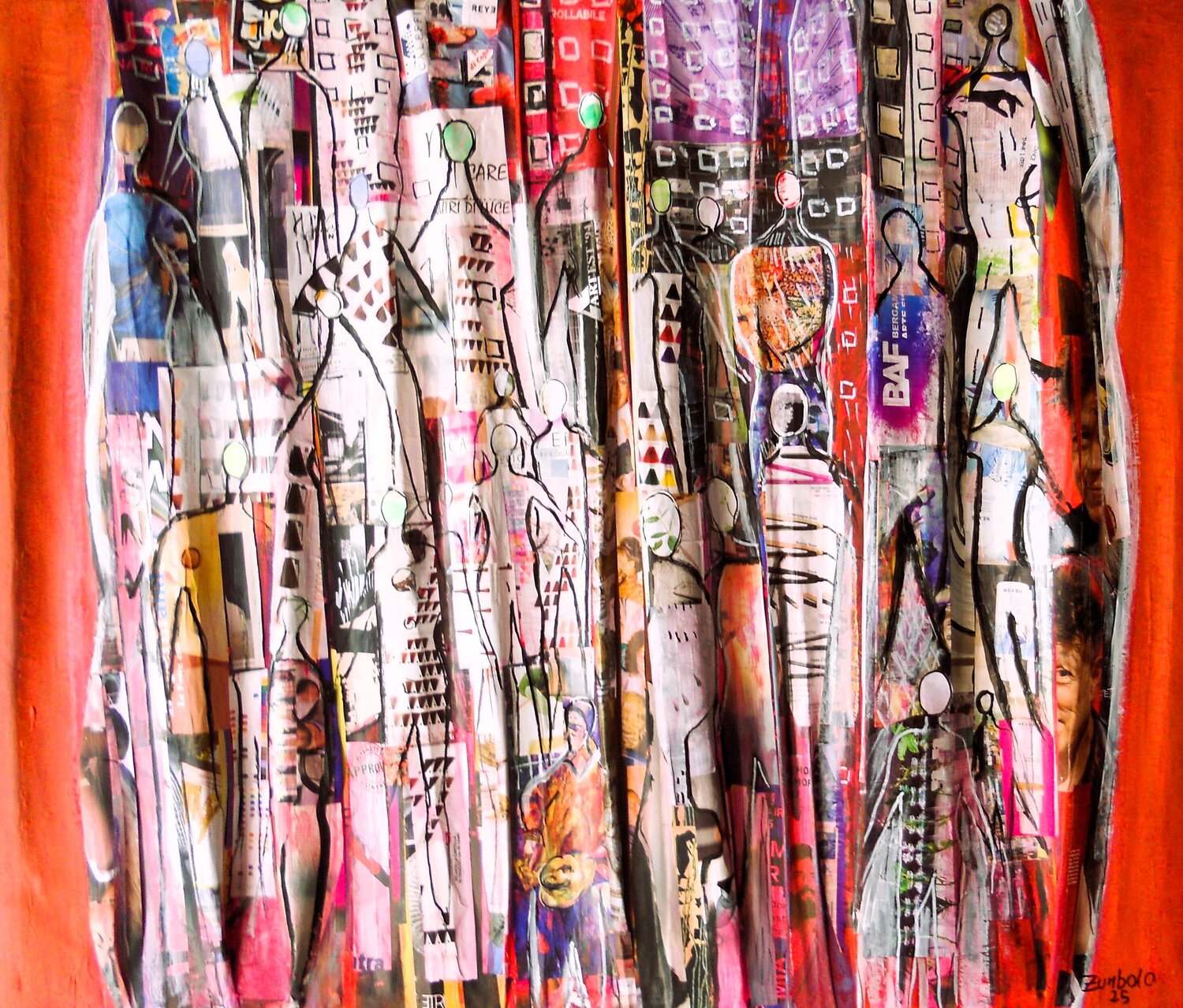 Presenze indistinte in uno spazio irregolare Giuseppe Zumbolo Original painting for sale