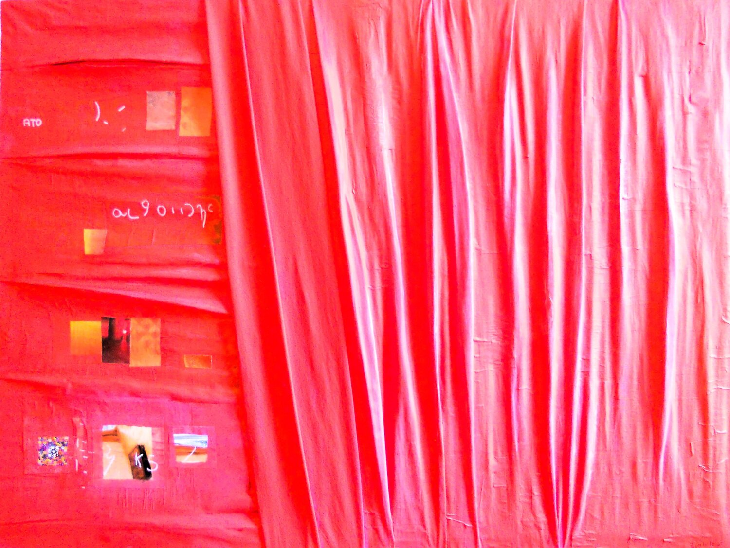 Traces on red space Giuseppe Zumbolo Original painting for sale