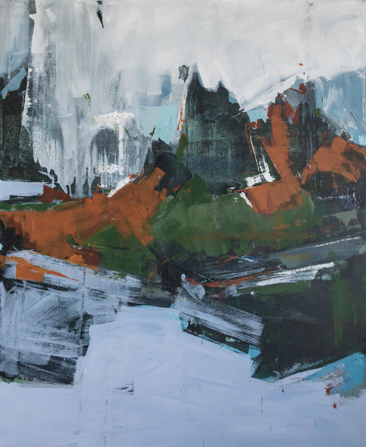 Montañas flotantes - Hora WEI 1-3pm Arlén Sánchez Original painting for sale