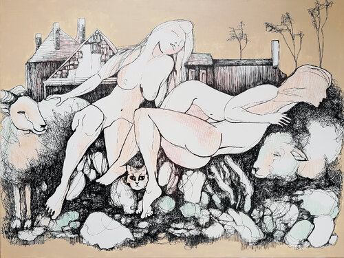 Shepherd's Imagination by Jörg Kuplens, Drawing for Sale on Select