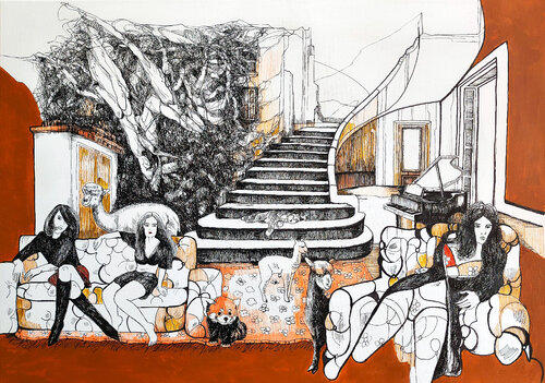 At The Lost Place: Waiting Around For Breakfast by Jörg Kuplens, Drawing for Sale on Select