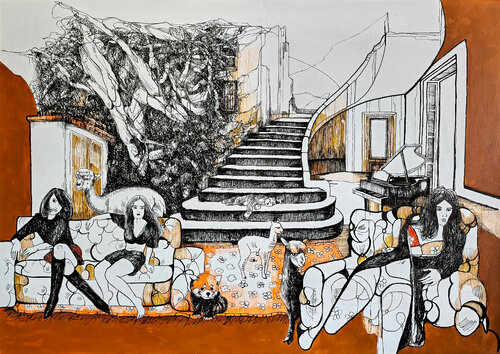 At The Lost Place: Waiting Around For Breakfast by Jörg Kuplens, Drawing for Sale on Select