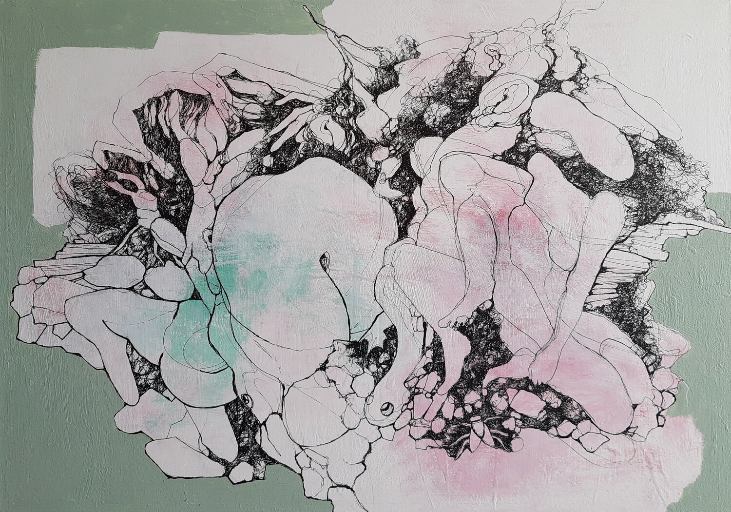 shapes on the wall #4 Jörg Kuplens Drawing for sale