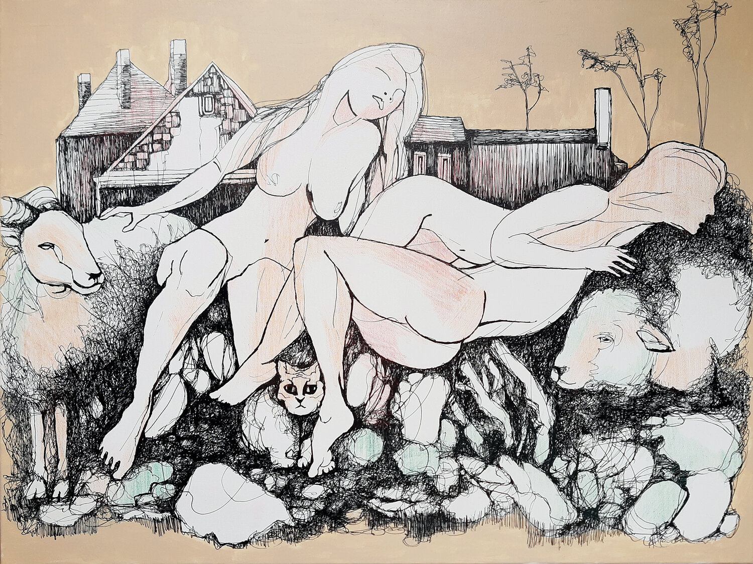 Shepherd's Imagination Jörg Kuplens Drawing for sale
