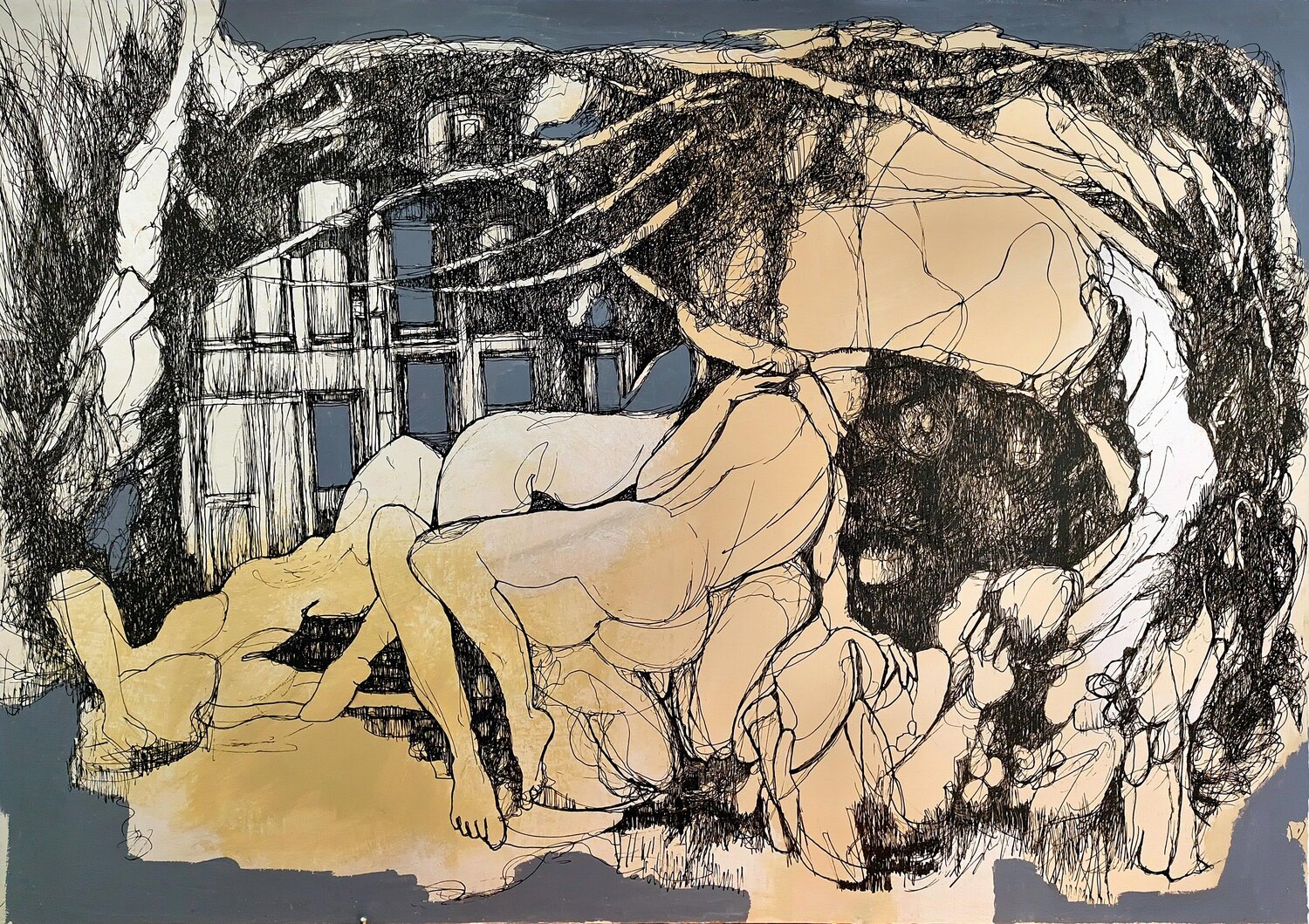 Dealing with danger Jörg Kuplens Drawing for sale