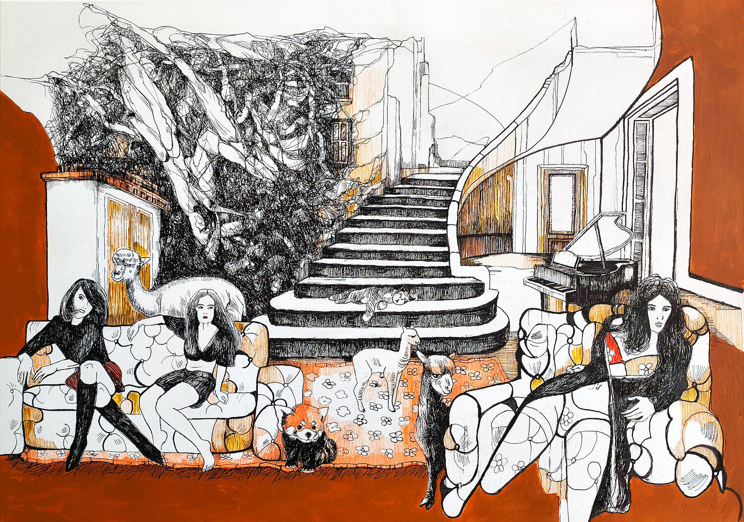 At The Lost Place: Waiting Around For Breakfast Jörg Kuplens Drawing for sale