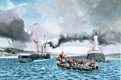 Premier vapeur à Boulogne by Arnaud Feuga, Painting for Sale on Select