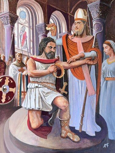 Le baptème de Clovis by Arnaud Feuga, Painting for Sale on Select