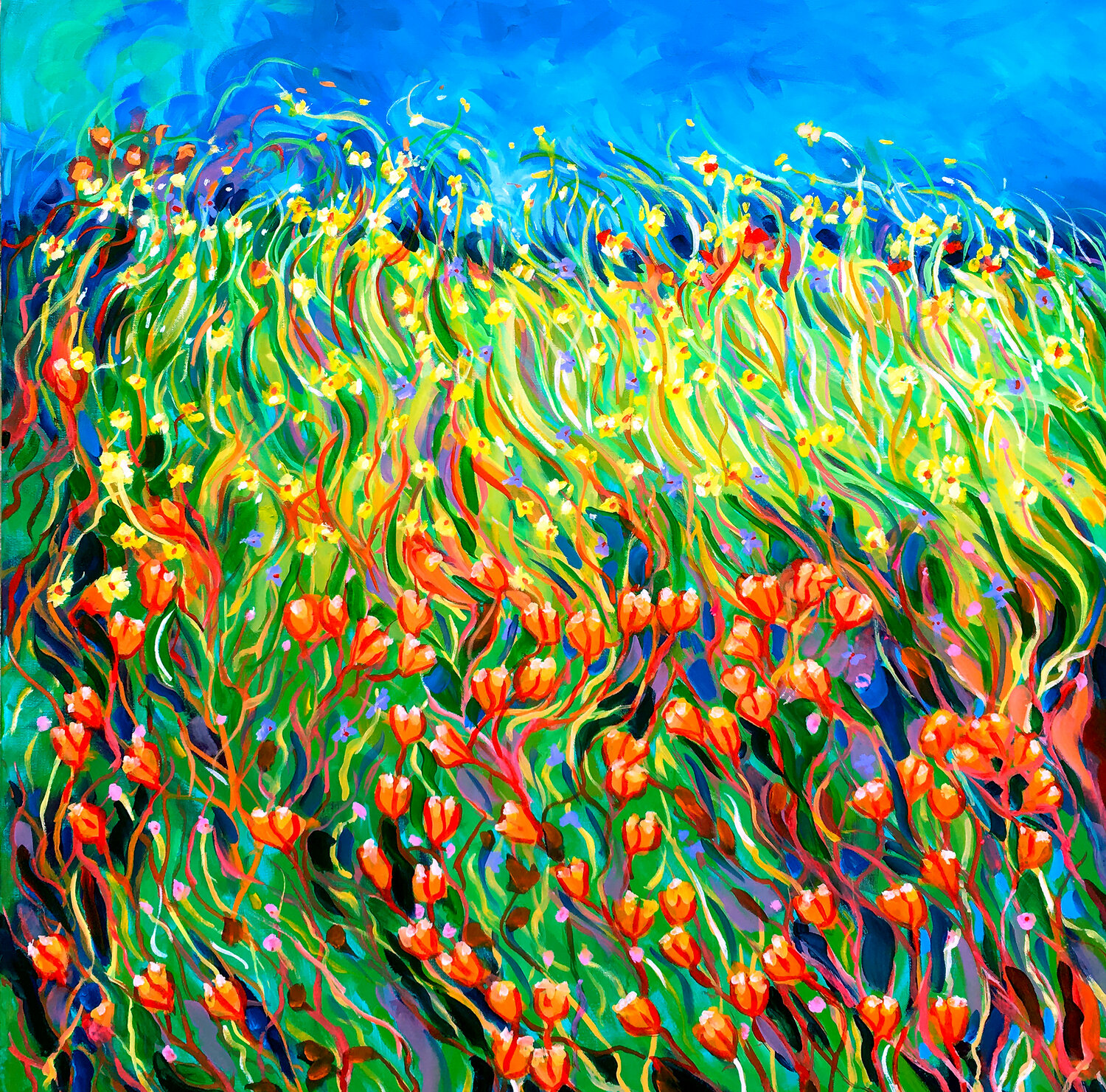 Mountain Meadow #3 Charles Wallis Original painting for sale