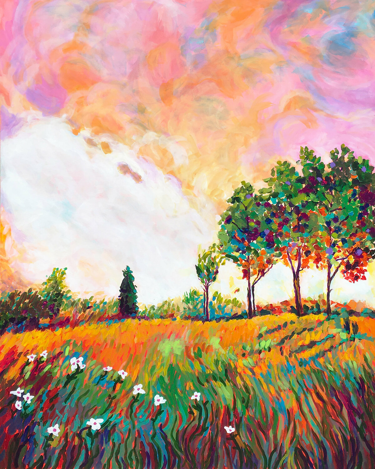 Colorful Summer Countryside Charles Wallis Original painting for sale