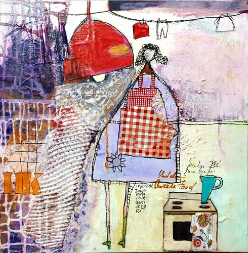 Woman in the Kitchen by Helmtrud Kraienhorst, Painting for Sale on Select