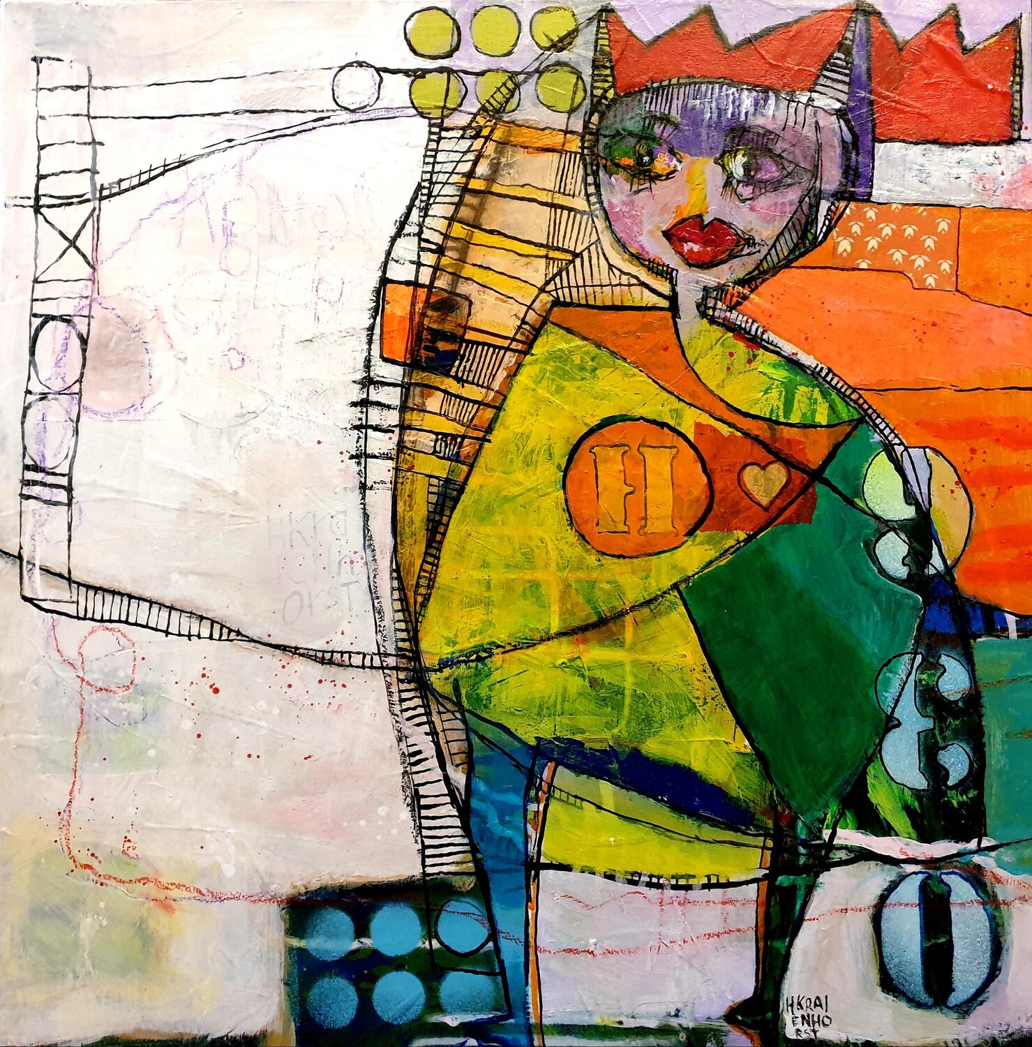 Herzmensch Helmtrud Kraienhorst Original painting for sale