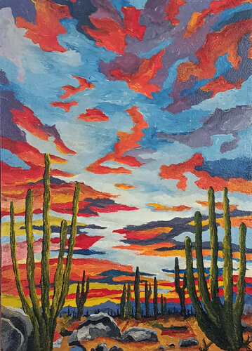 Where the Sun Kisses the Saguaro von José Blanco Lorenzo Blanco Lorenzo, Malerei kaufen auf Select