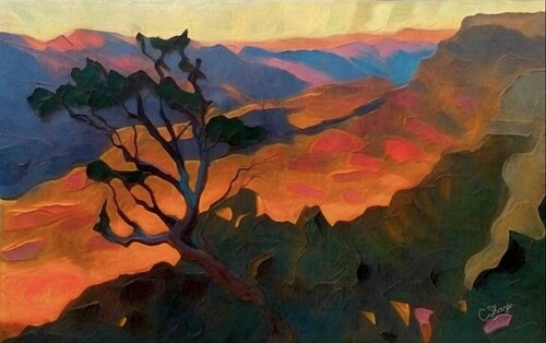 GRAND CANYON SUNSET…Giclee on Paper or Canvas by Christine Sharp, Painting for Sale on Select