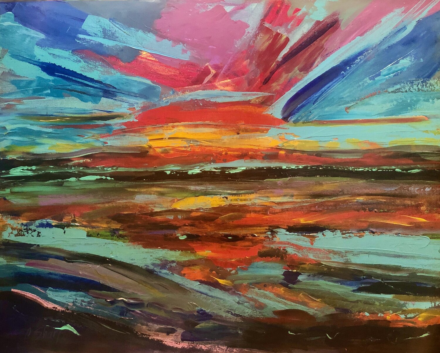 AURORA SUNSET Christine Sharp Original painting for sale