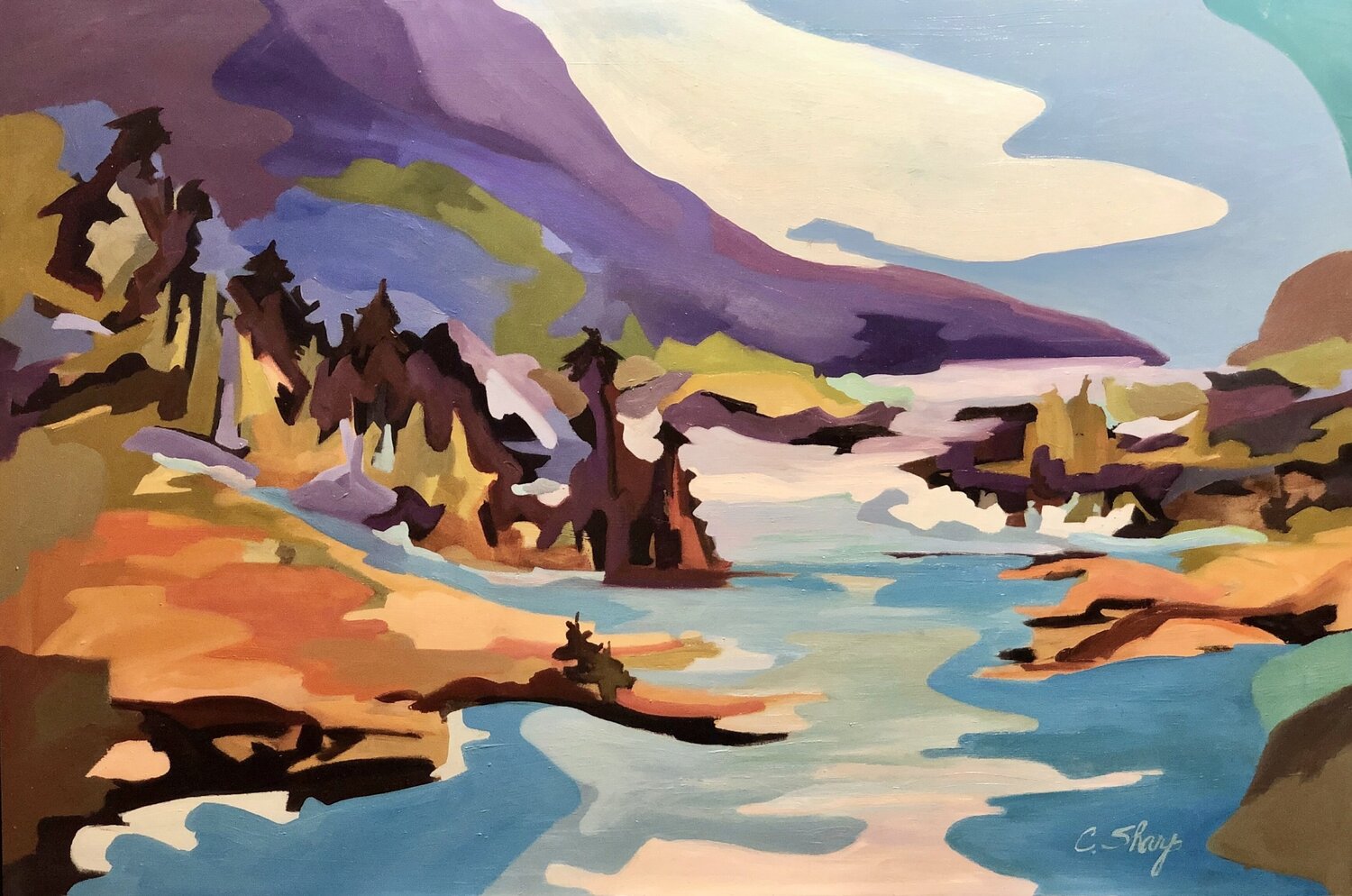 FALL IN THE CASCADES Christine Sharp Originalgemälde zu verkaufen