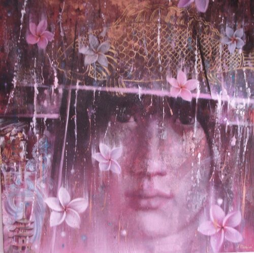 Raining Flowers by Simona Marziani, Painting for Sale on Select