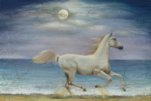 Full moon rising by Simona Marziani, Painting for Sale on Select