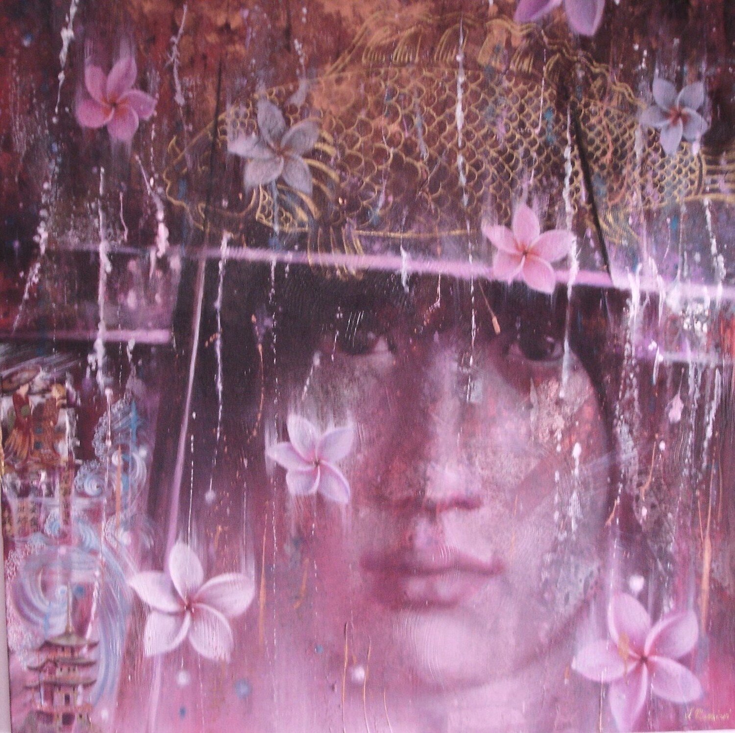 Raining Flowers Simona Marziani Original painting for sale