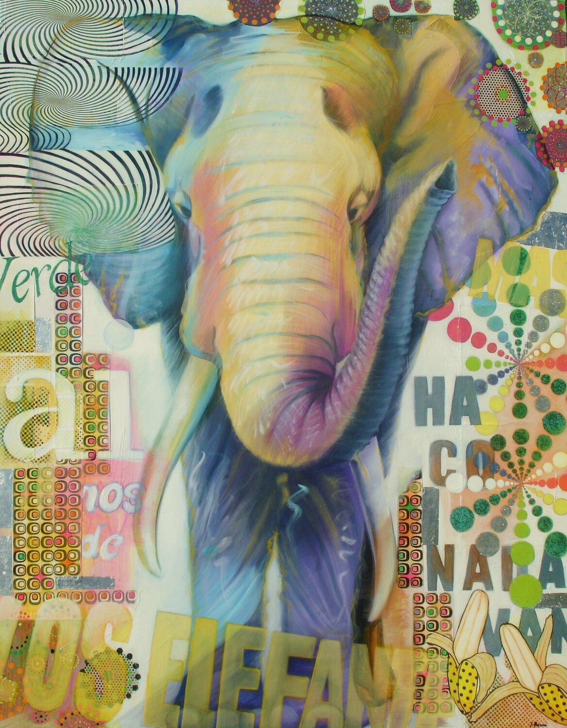 Pop Elephant Simona Marziani Original painting for sale