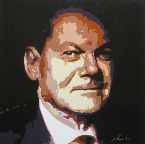 Olaf Scholz by Willi Lemke, Painting for Sale on Select