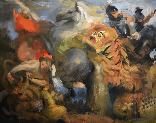 Study on Rubens, study of motion and fluidity , The tiger hunt by Akis Oulkeroglou, Painting for Sale on Select