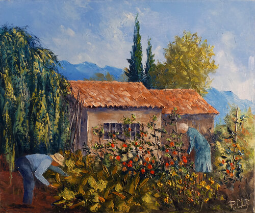 Les jardiniers by Pascal Clus, Painting for Sale on Select