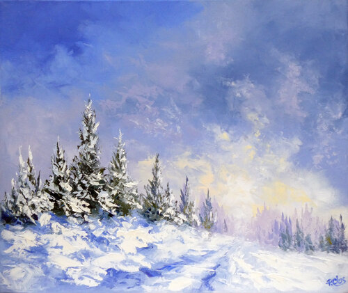 Chemin enneigé by Pascal Clus, Painting for Sale on Select
