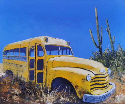 School bus by Pascal Clus, Painting for Sale on Select