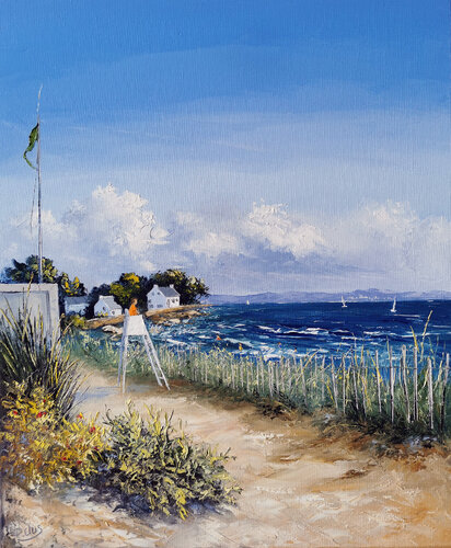 Baignade a la Trinité sur mer by Pascal Clus, Painting for Sale on Select