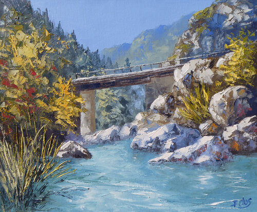 Baignade dans la Drome by Pascal Clus, Painting for Sale on Select