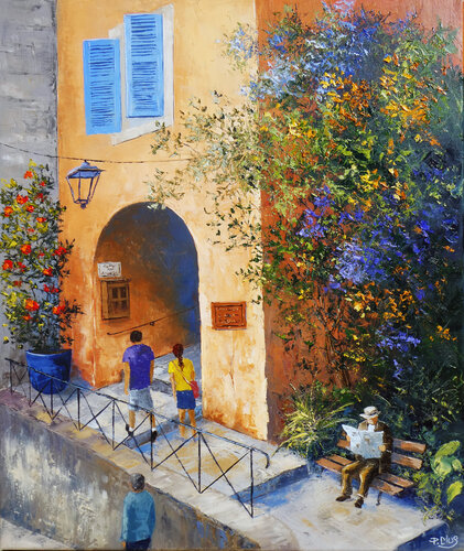 Rue des Sarrazins a Bormes von Pascal Clus, Malerei kaufen auf Select