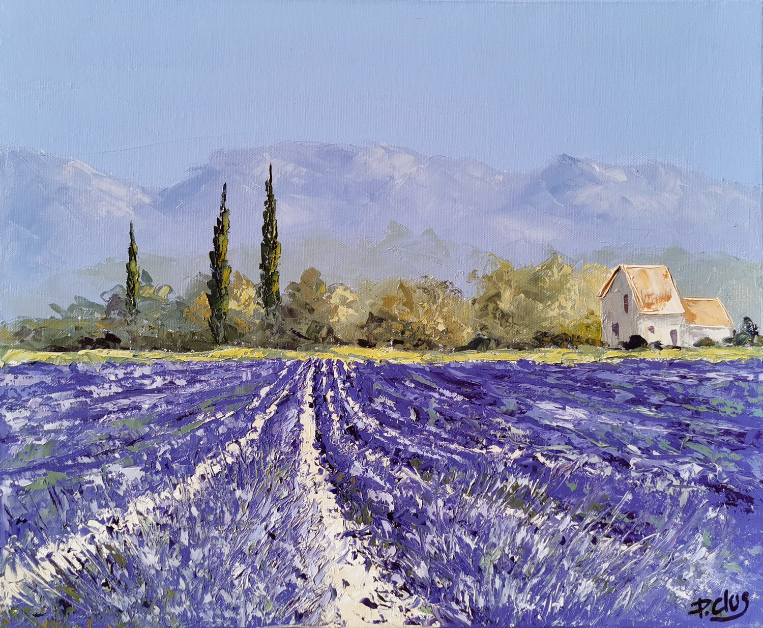 Lavandes Pascal Clus Original painting for sale