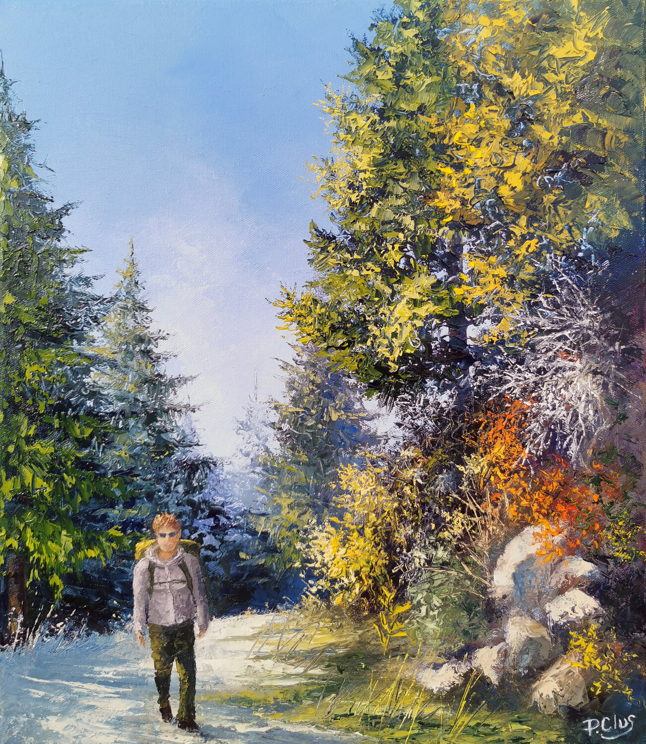 Au détour du chemin Pascal Clus Original painting for sale
