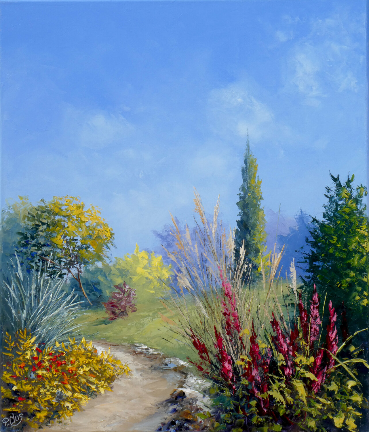 Jardin anglais Pascal Clus Original painting for sale