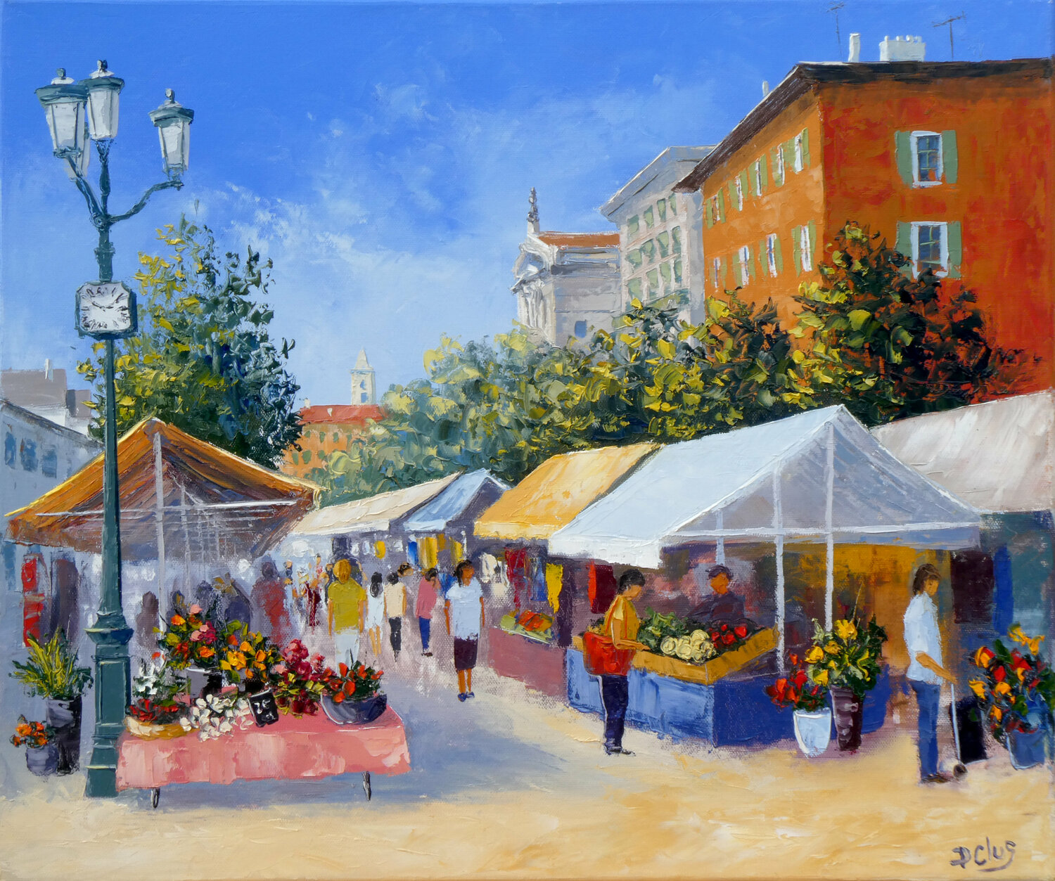 Marché à Nice Pascal Clus Original painting for sale