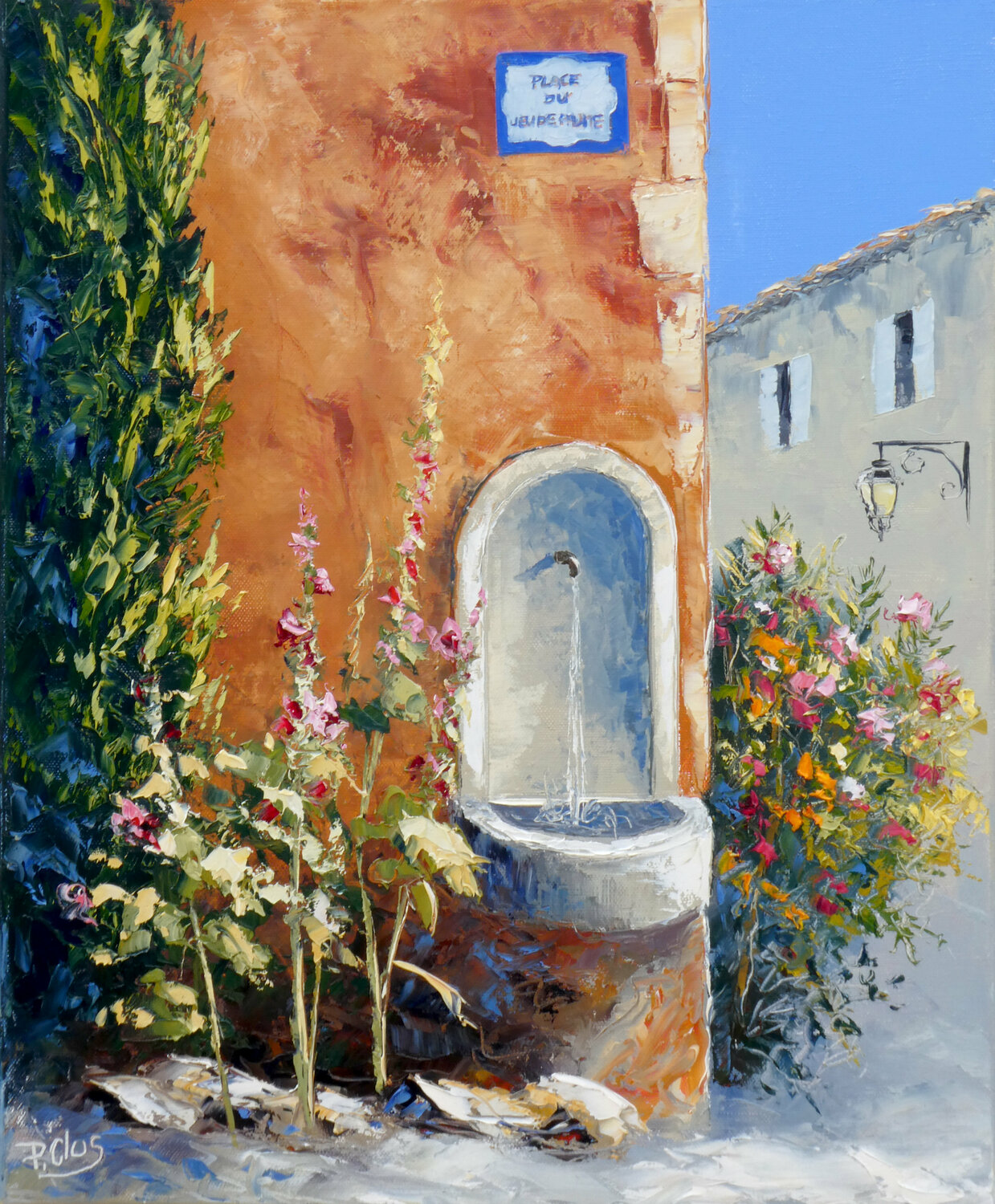 La fontaine Pascal Clus Original painting for sale