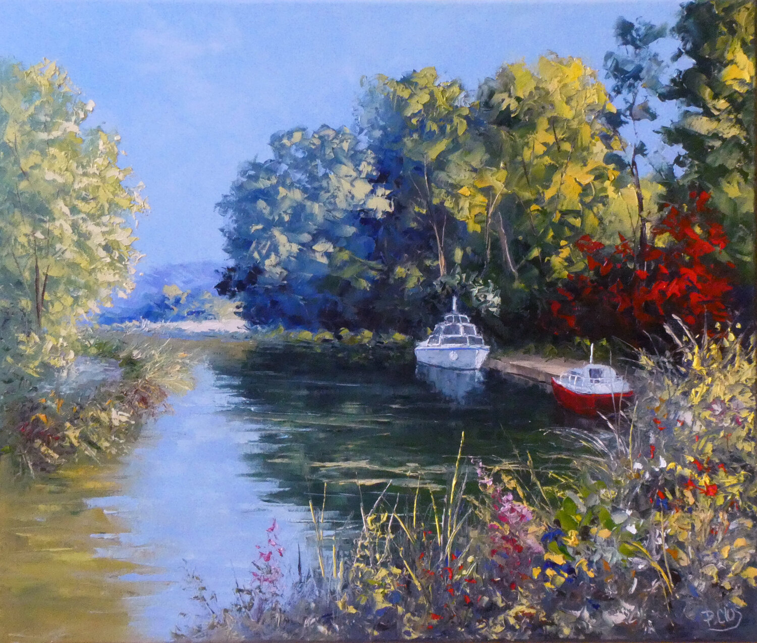 Le canal a Donjeux Pascal Clus Original painting for sale