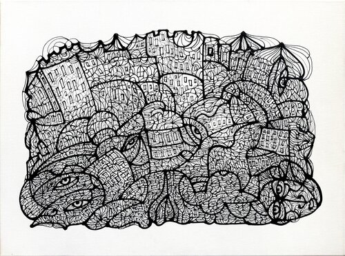 Weibliche Stadt 2 by Ira Repey, Painting for Sale on Select