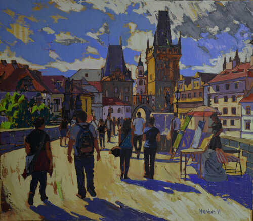 Charles Bridge, Prague. by Vira Hrabar, Painting for Sale on Select