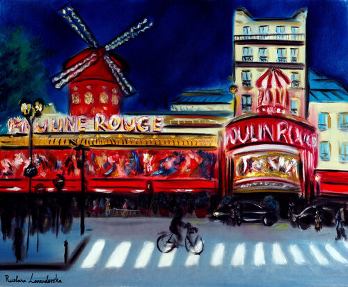 Moulin Rouge, Evening Paris by Ruslana Levandovska, Painting for Sale on Select
