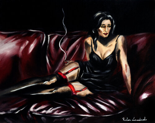 Sultry in Shadows by Ruslana Levandovska, Painting for Sale on Select