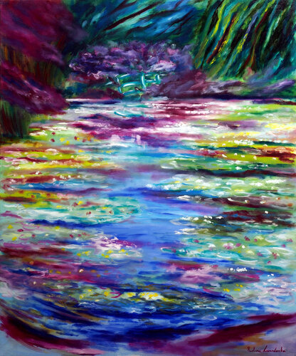 Japanese Garden at Monet Residence by Ruslana Levandovska, Painting for Sale on Select