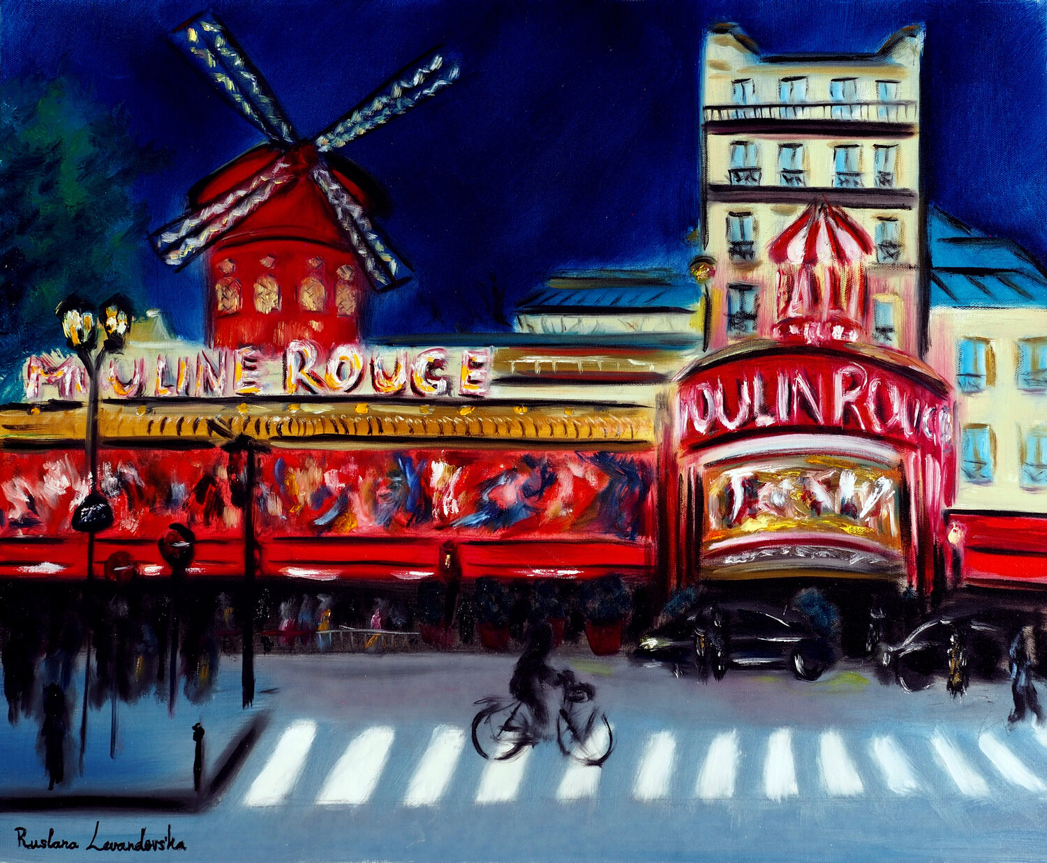 Moulin Rouge, Evening Paris Ruslana Levandovska Original painting for sale