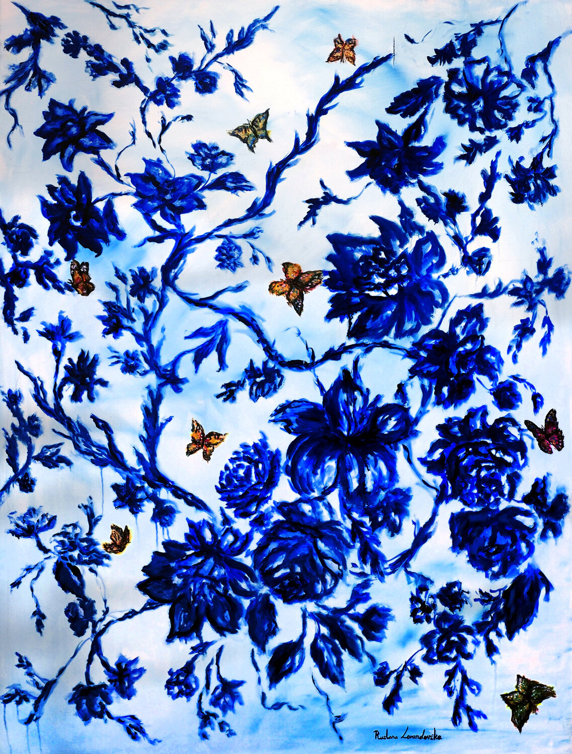 The Blue Garden Ruslana Levandovska Original painting for sale