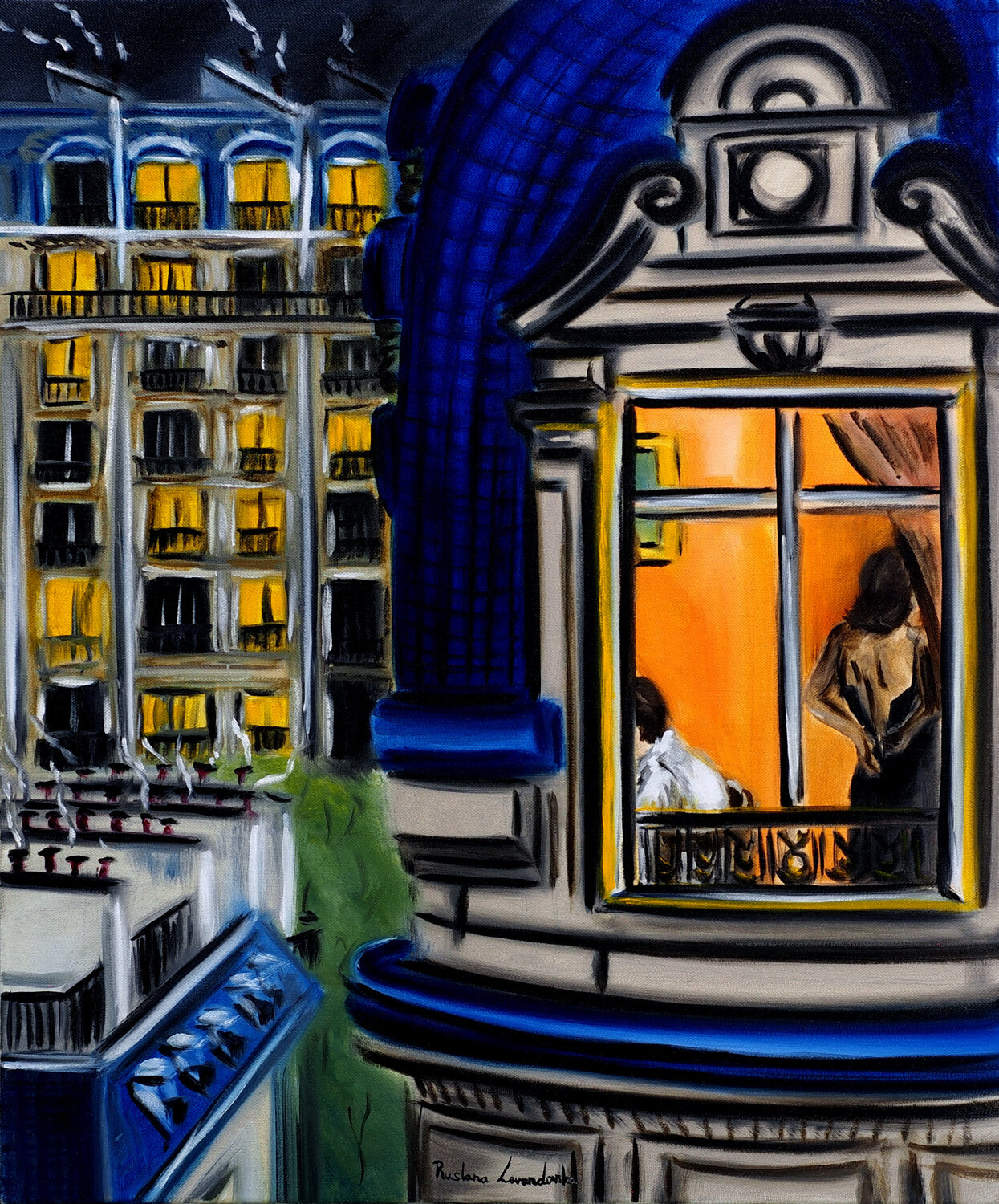 Parisian Nights Ruslana Levandovska Original painting for sale