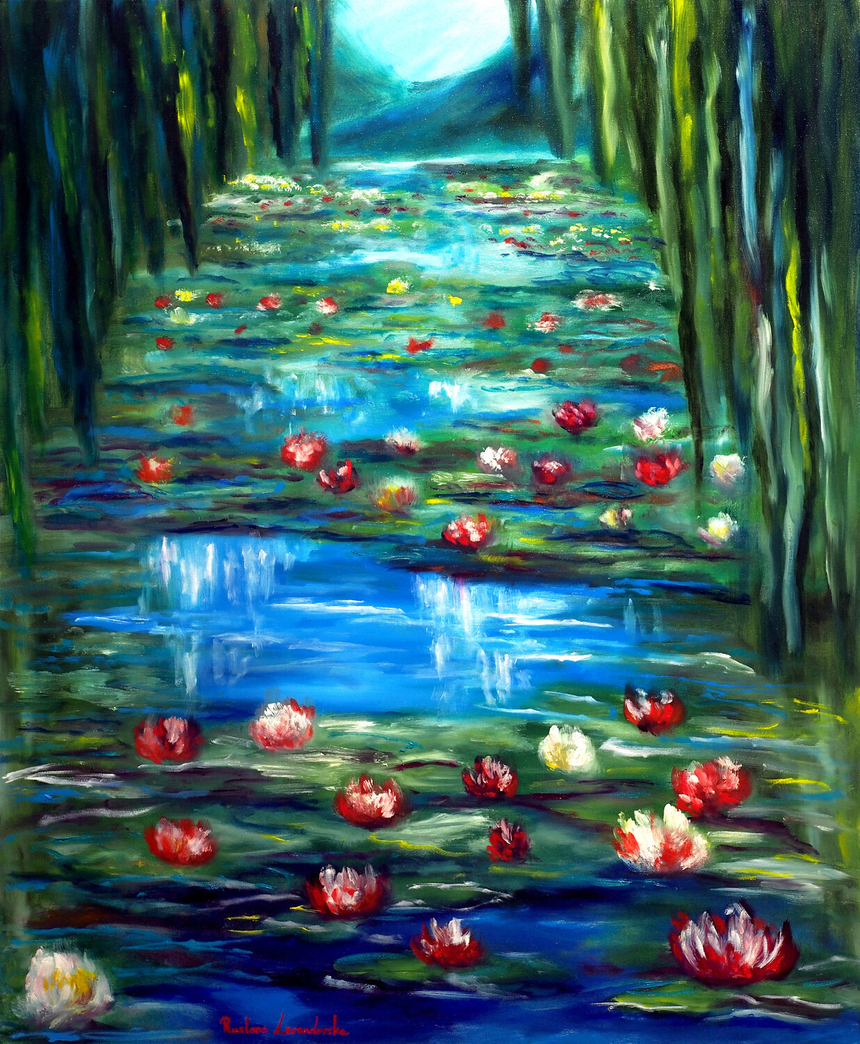 Monet Garden Water Lilies Ruslana Levandovska Original painting for sale